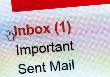Email inbox shows one incoming unread message