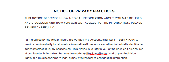 Privacy policy form