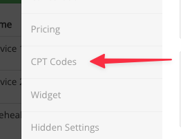 Arrow pointing to CPT Codes